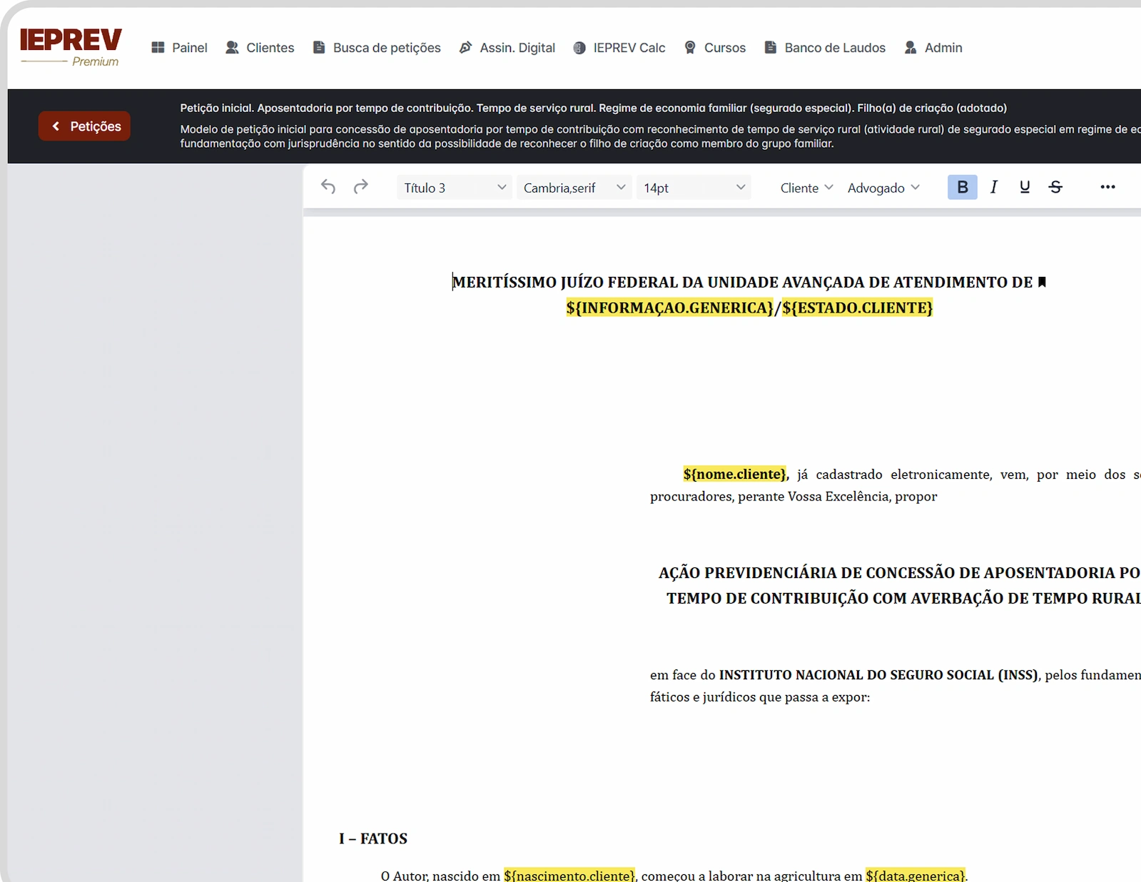 Funcionalidades de peticoes